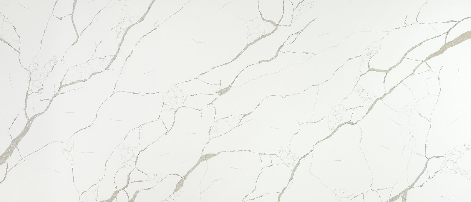 Calacatta Laza quartz with bold warm veining on white